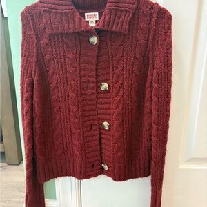 Mossimo Supply Co. Burgundy Cable Knit Cardigan